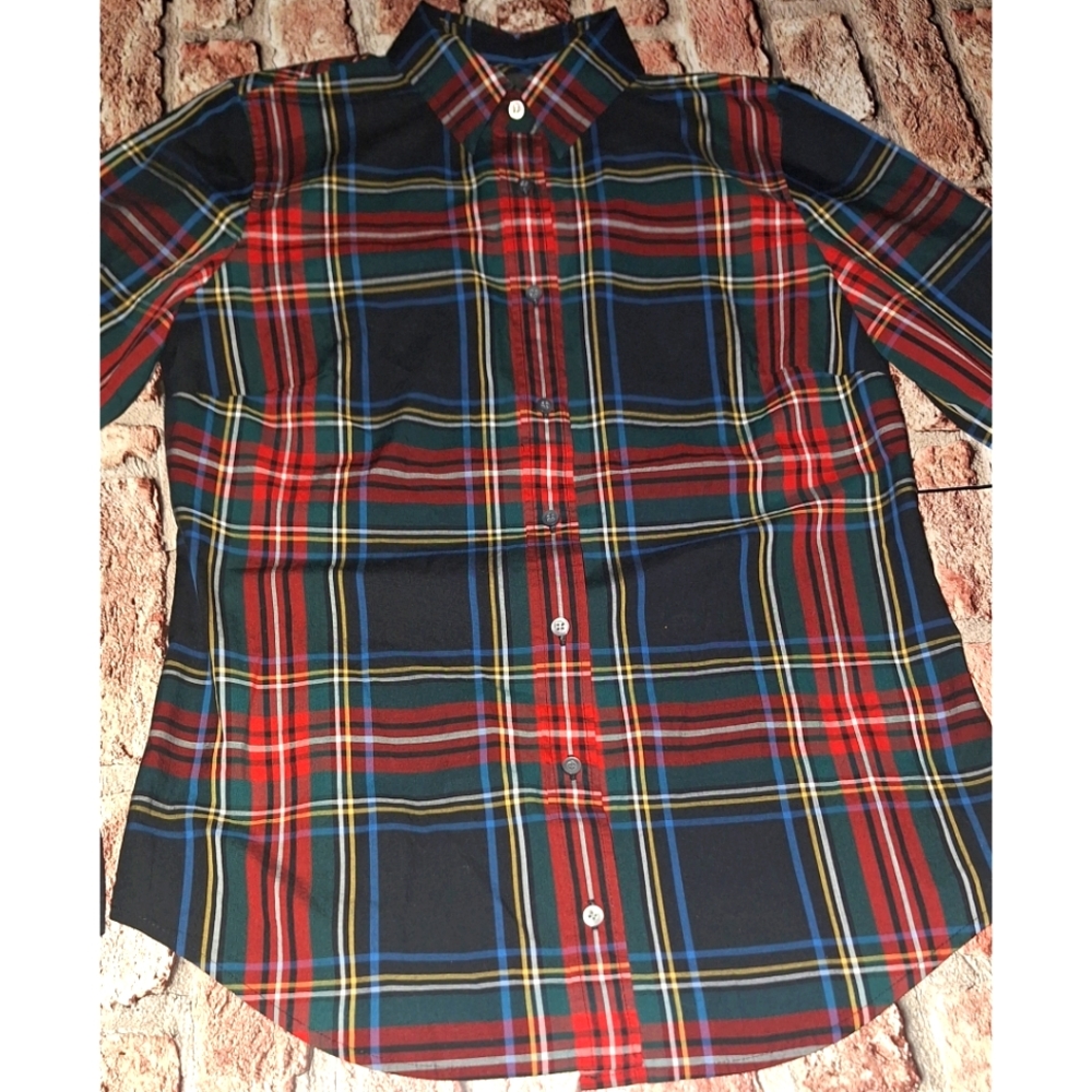 J Crew Perfect Shirt in Stewart Tartan Cotton Poplin - Picture 8 of 11